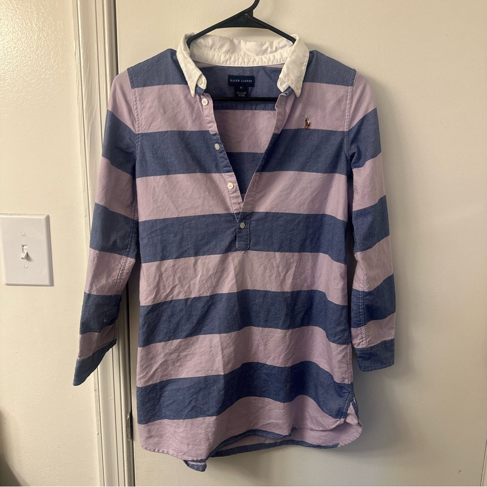 Polo Ralph Lauren Striped Rugby Pullover Shirt Size 12 Girls Fits Women XS-S